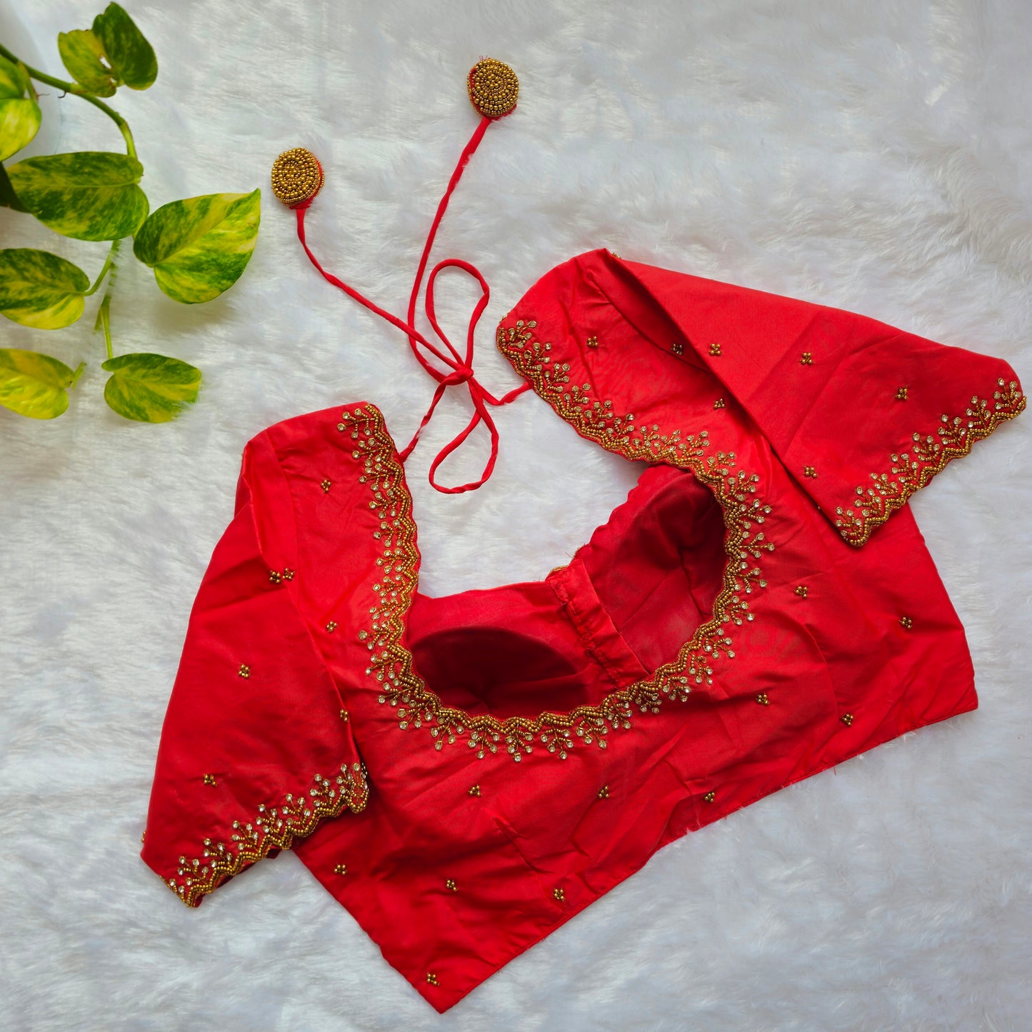 Red Handwork Blouse
