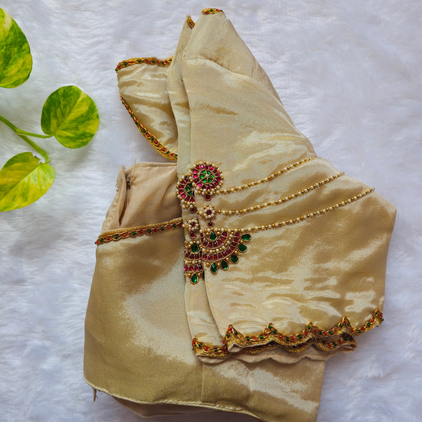 Cream Hand Work Jewellery Blouse