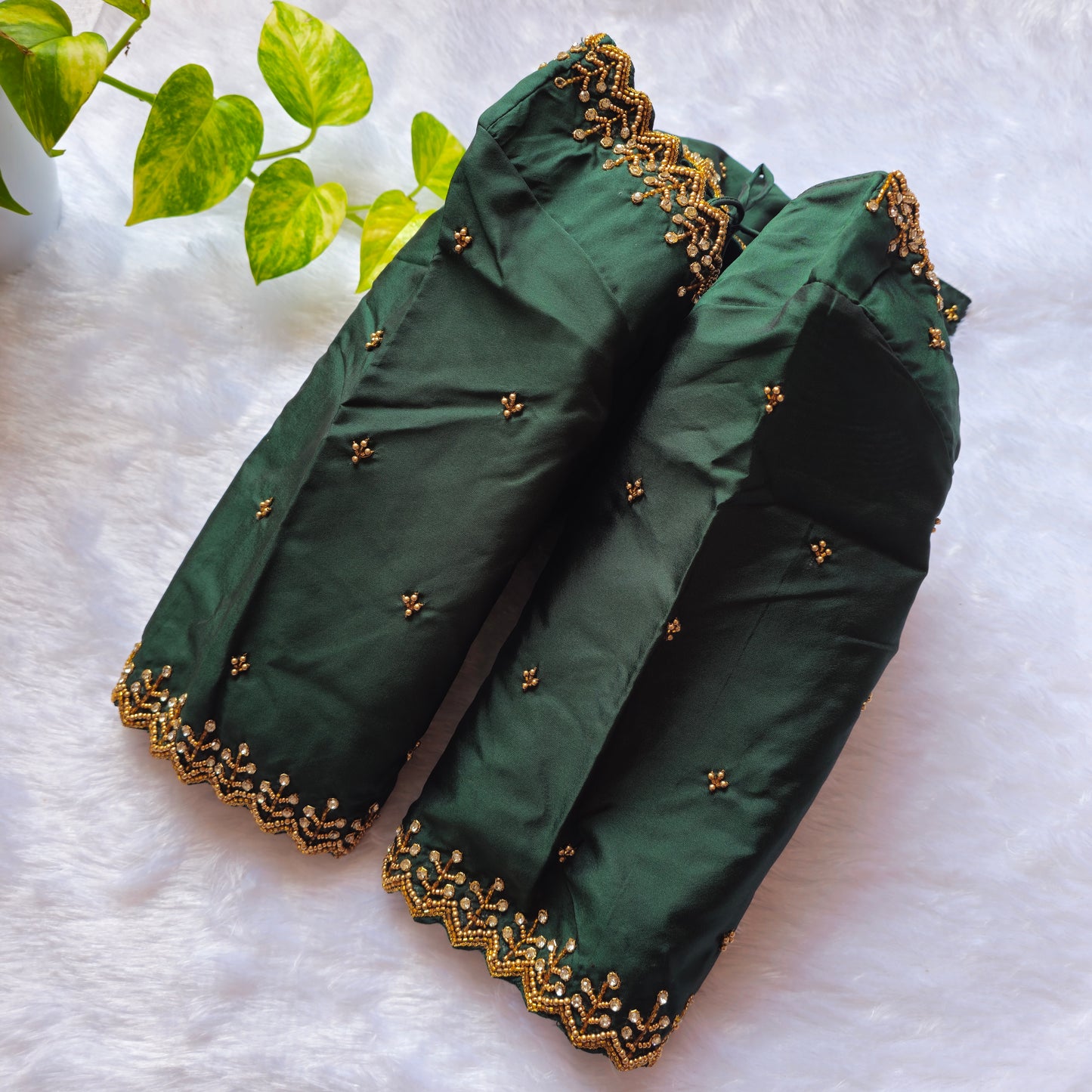 Bottle Green Handwork Blouse
