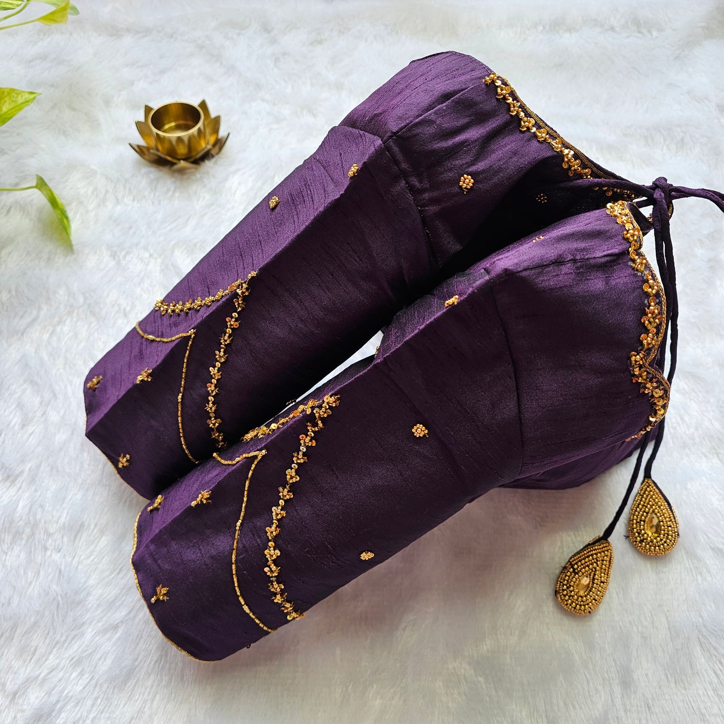 Purple Raw Silk Handwork Blouse