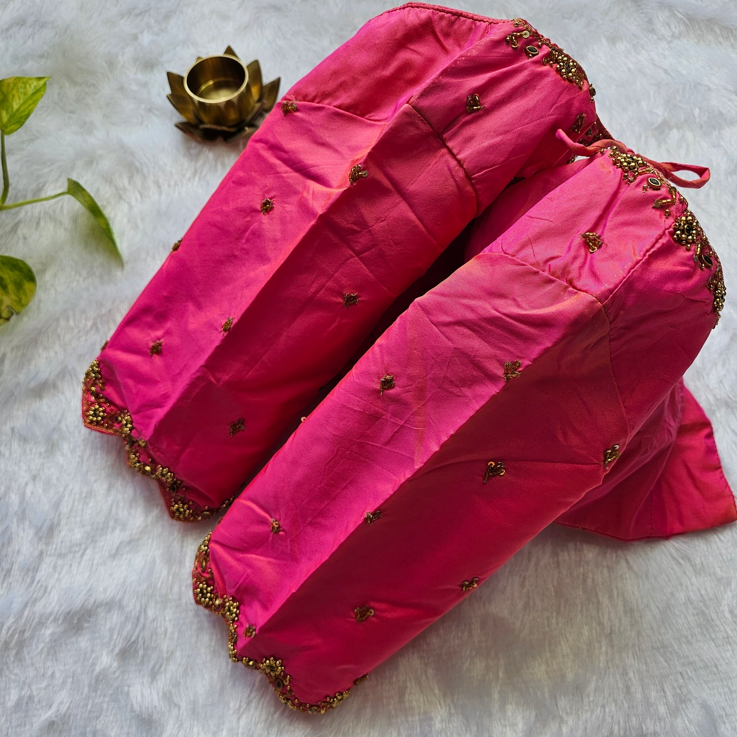 Pink Butter Silk Handwork Blouse