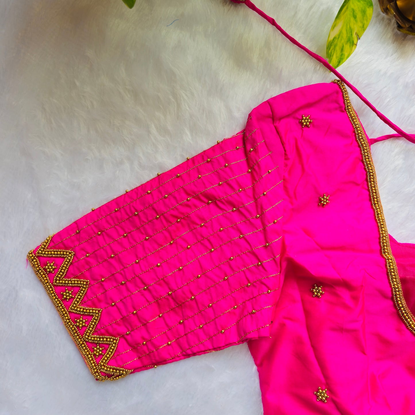 Rani Pink Butter Silk Handwork Blouse