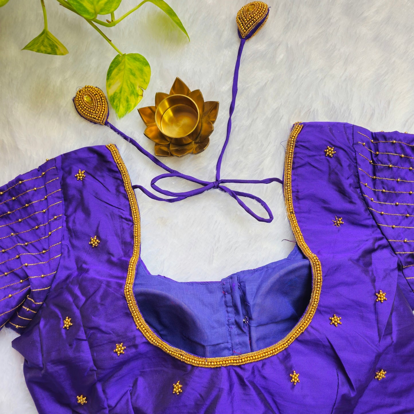 Royal Purple Butter Silk Handwork Blouse