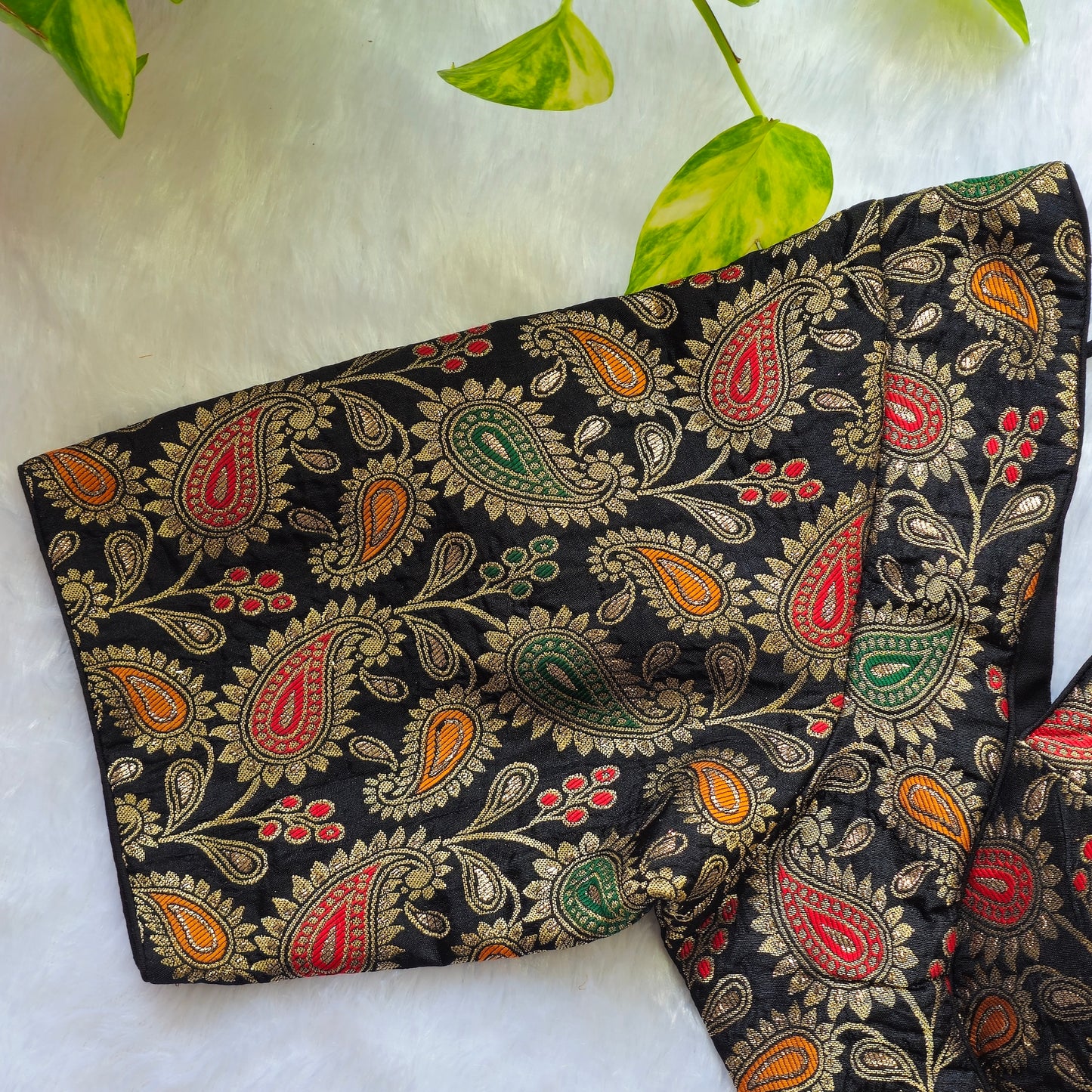 Black Jacquard Masaba Cut Blouse