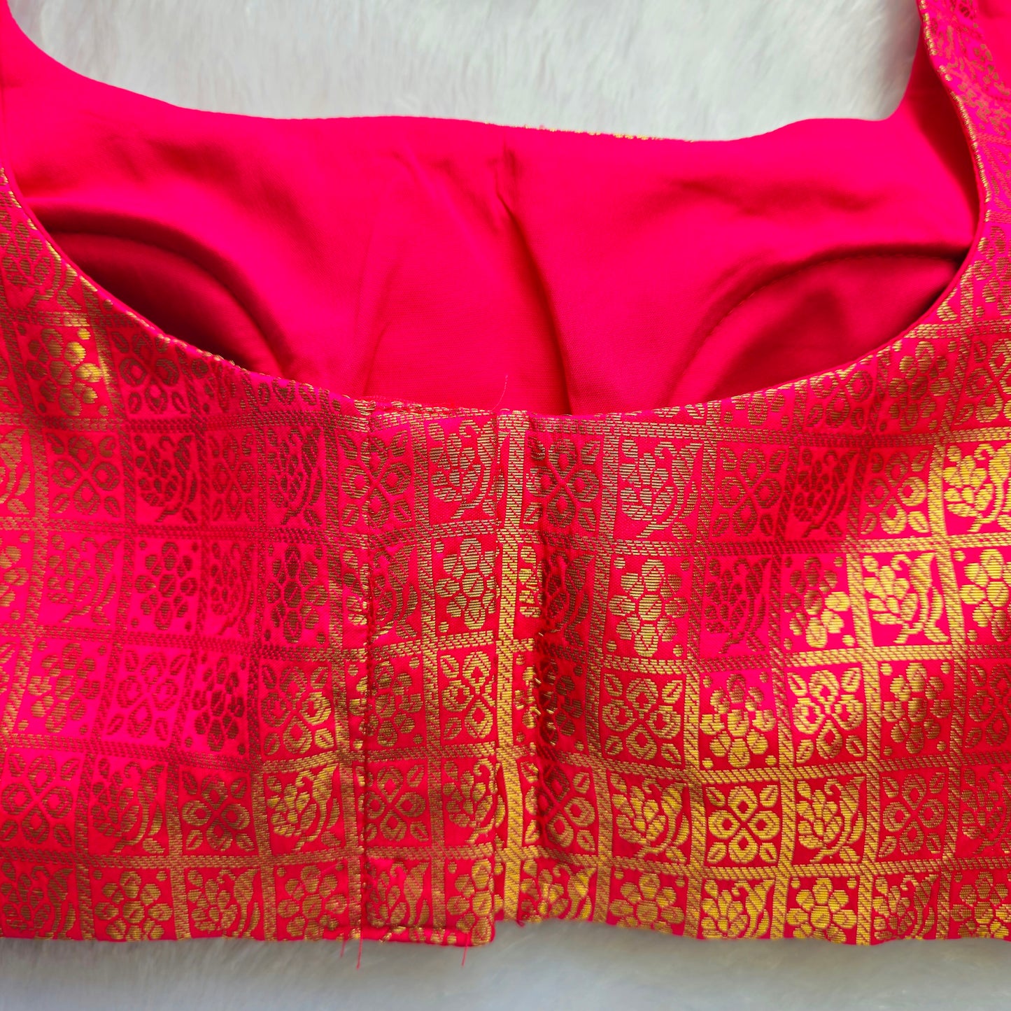 Pink with Gold Zari Bollywood style Brocade Blouse