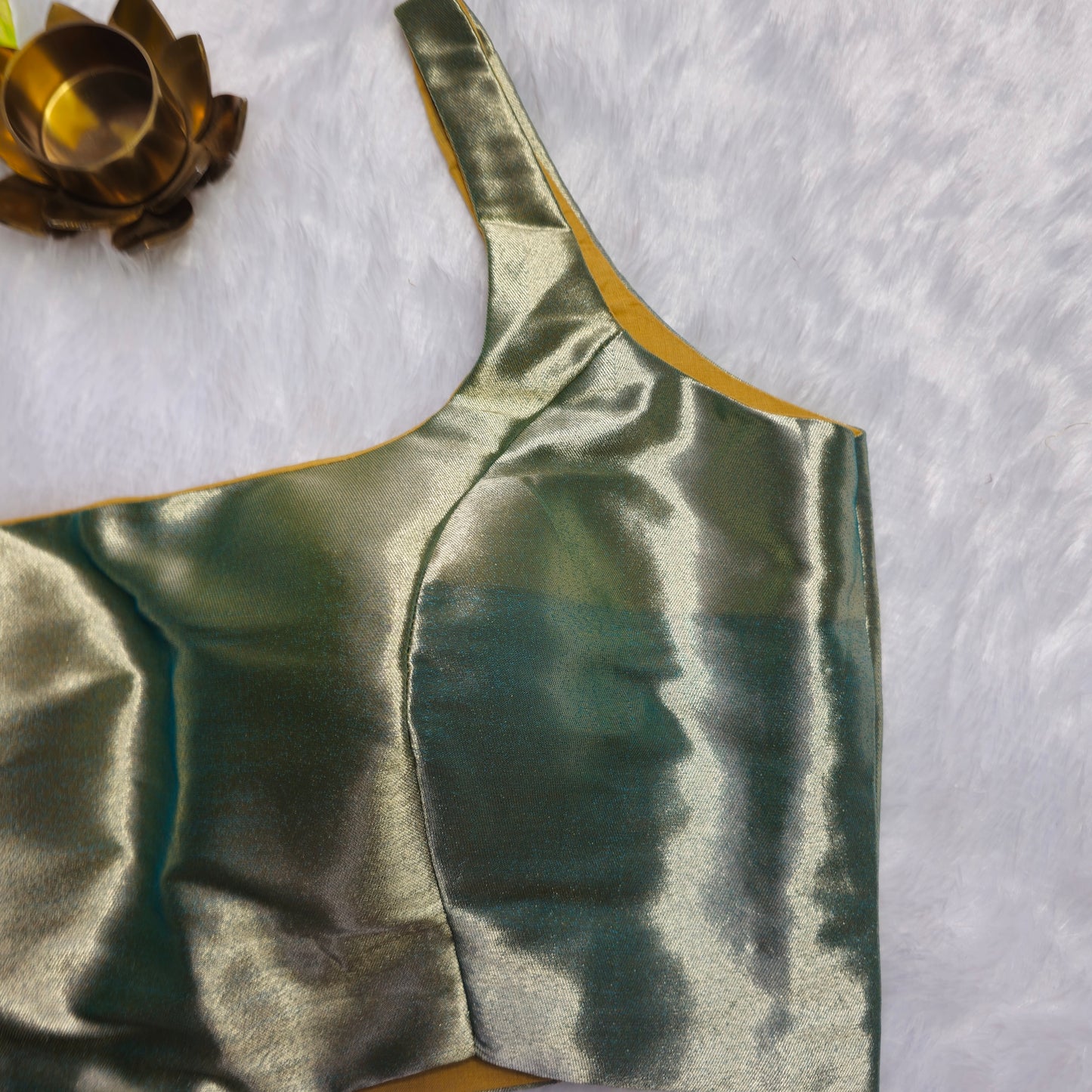 Greenish Gold Phantom Silk Bollywood style Blouse