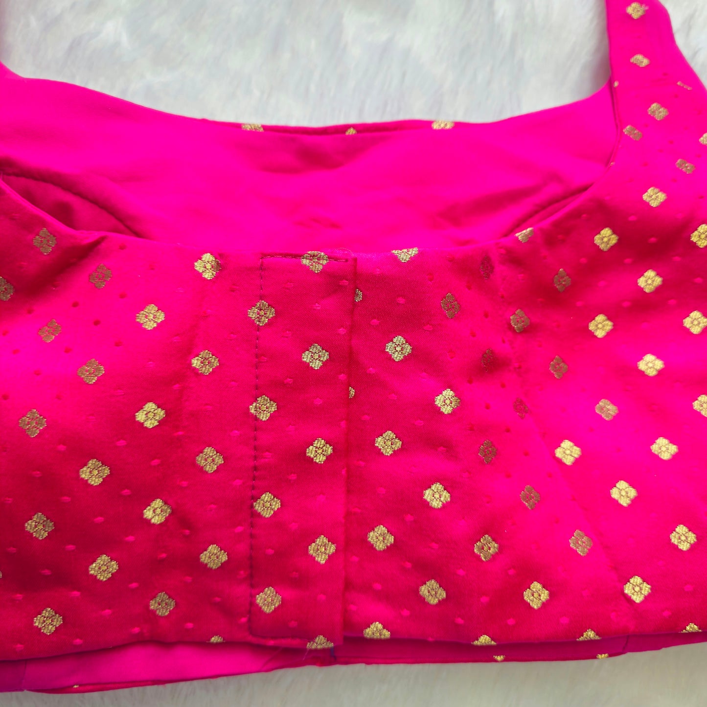 Pink Banarasi Bollywood Style Sleeveless Butta Blouse