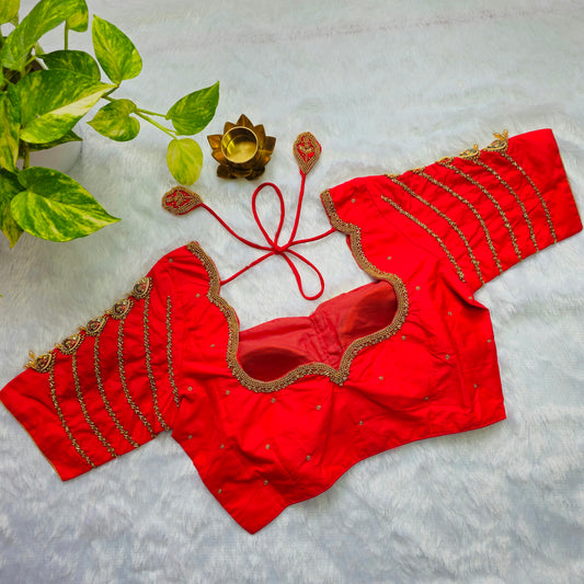Bridal Red Jewellery handwork blouse