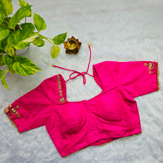 Bridal Pink Jewellery handwork blouse