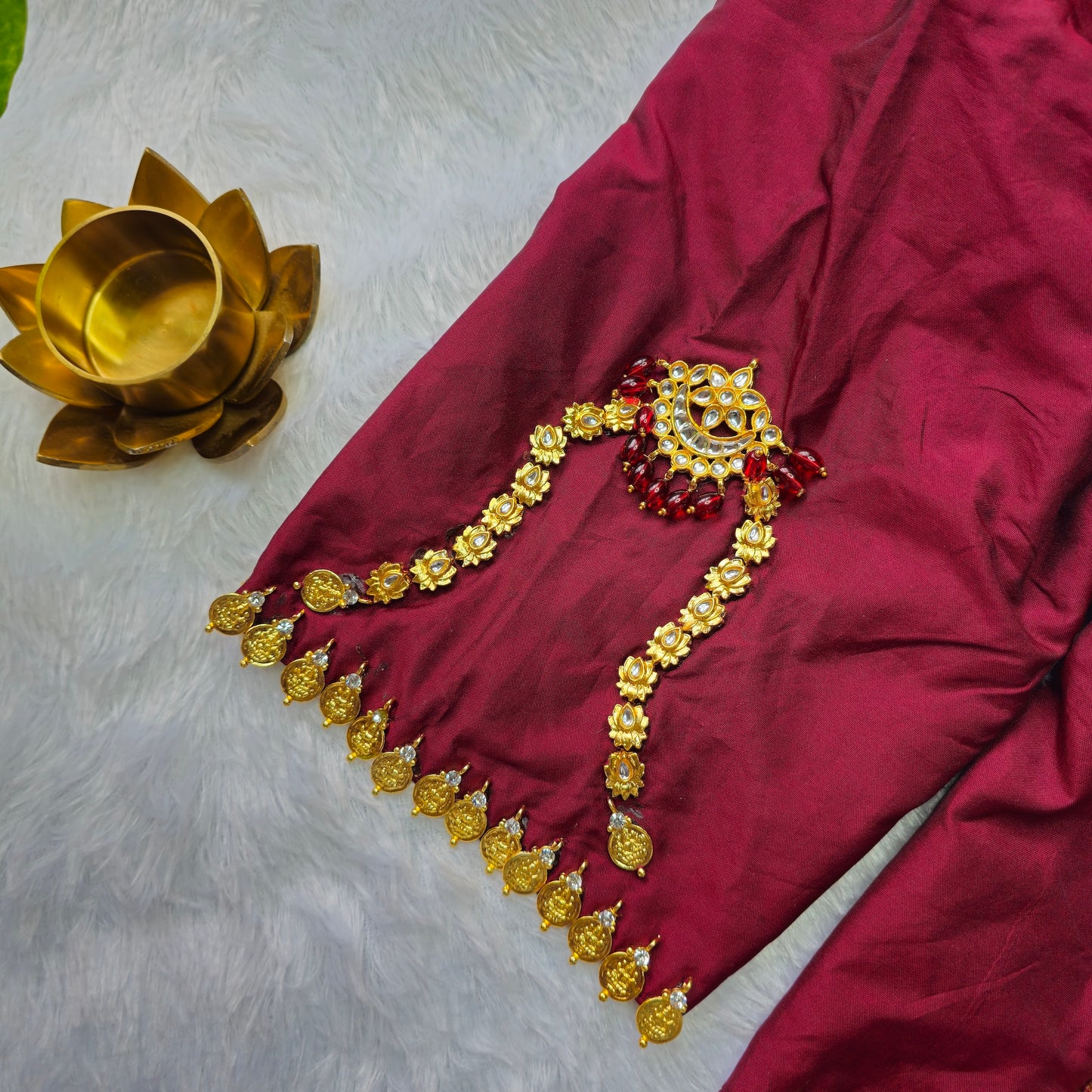 Bridal Maroon Jewellery handwork blouse