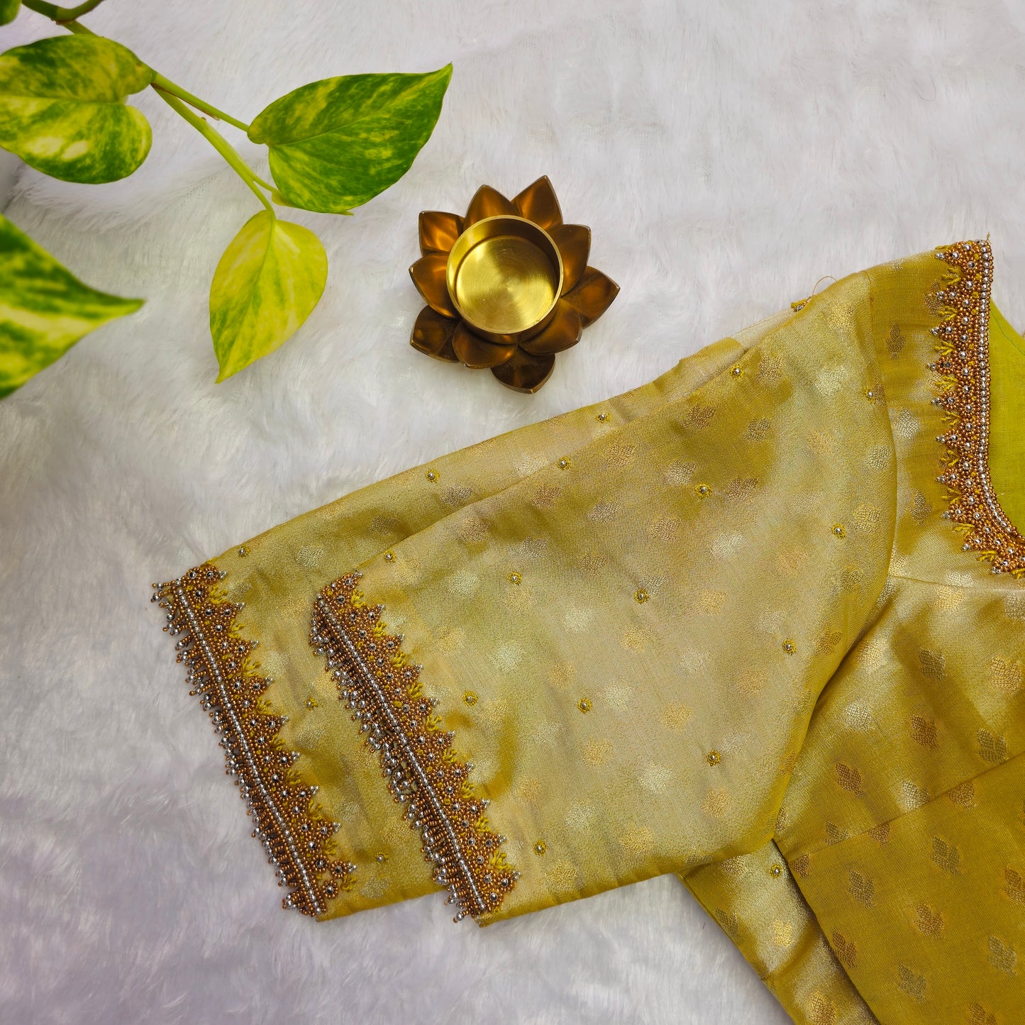 Yellow Tissue Handwork Blouse
