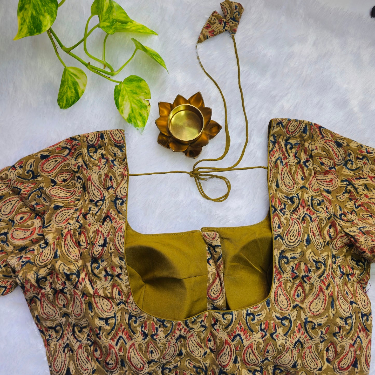 Mehendi Green Cotton Kalamkari Blouse