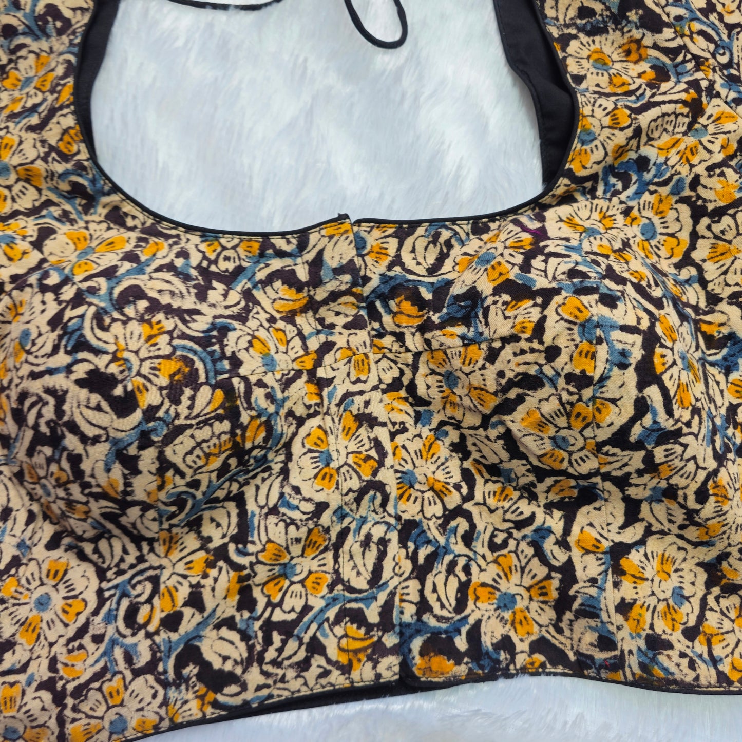 Black and yellow Cotton Kalamkari Blouse