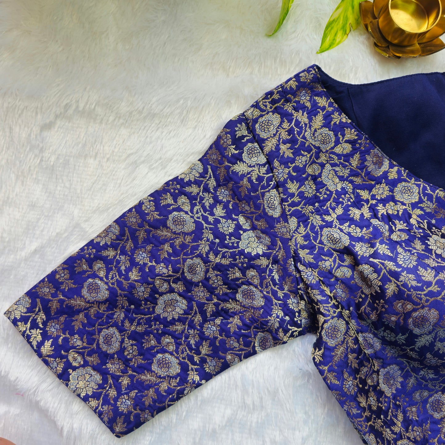 Blue Brocade Blouse