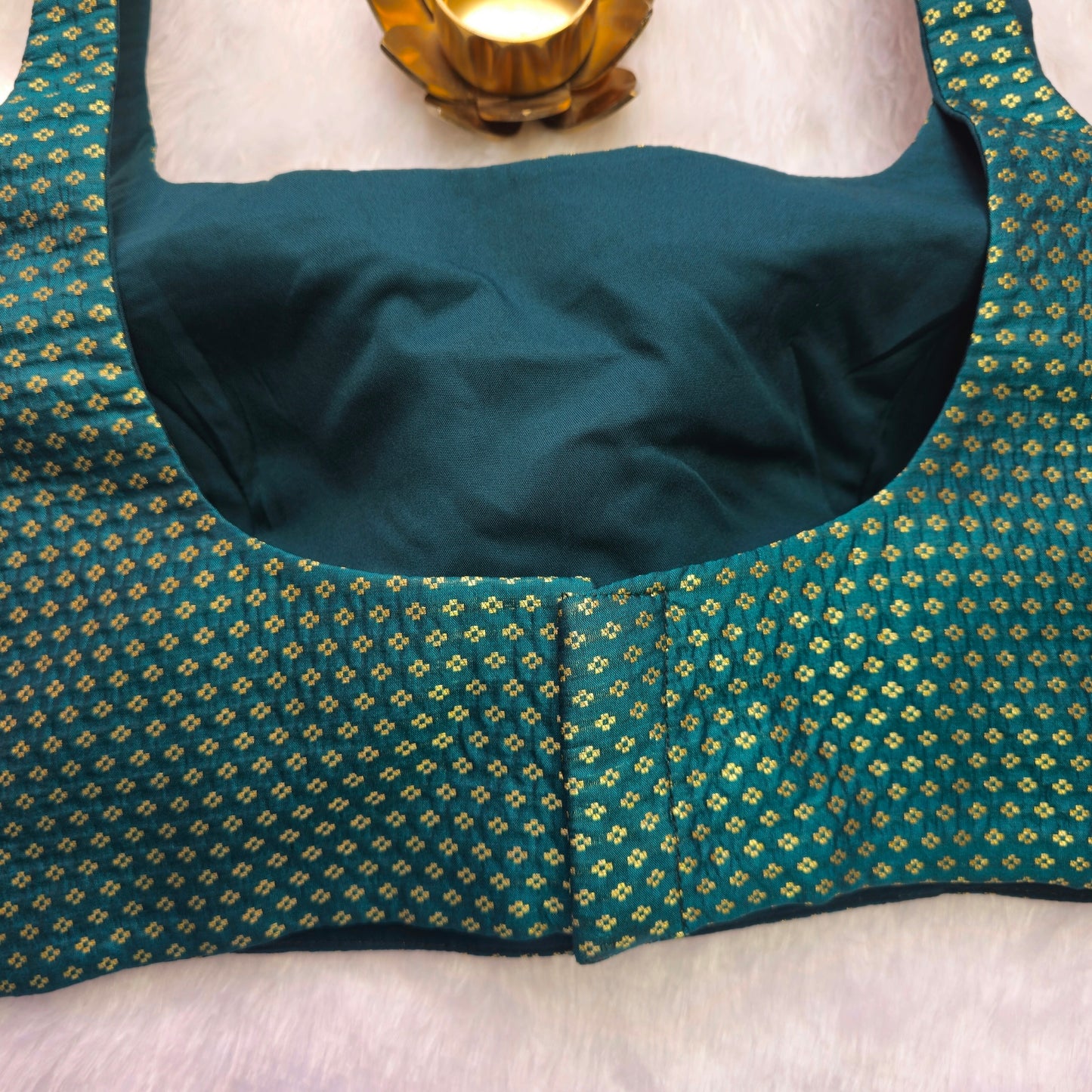 Green with Gold Zari Bollywood style Brocade Blouse