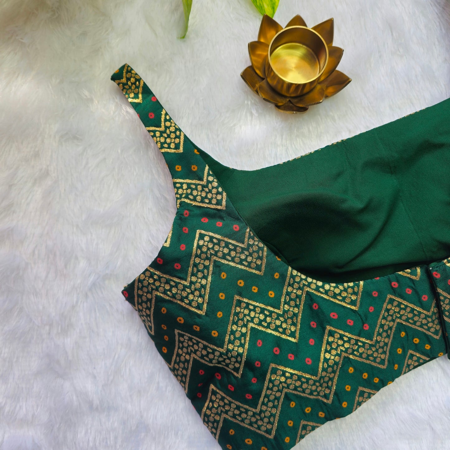 Dark Green Bollywood style Brocade Blouse