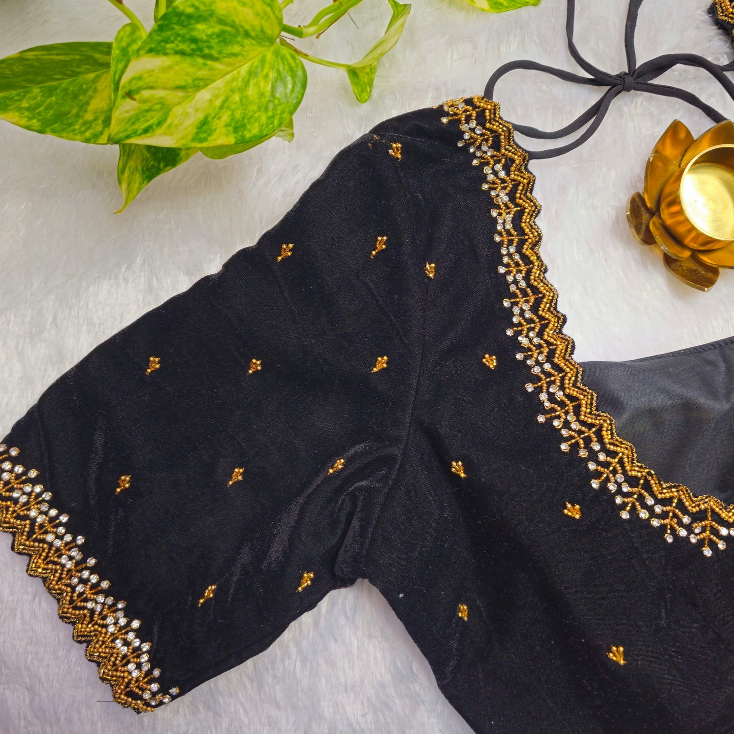Black Velvet Handwork Blouse