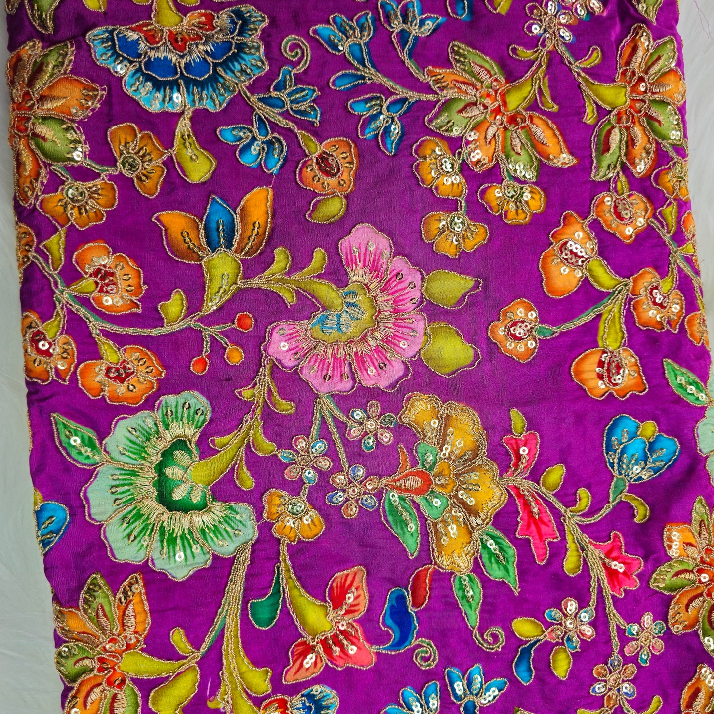 Pinkish Purple Crepe Kalamkari Blouse Piece
