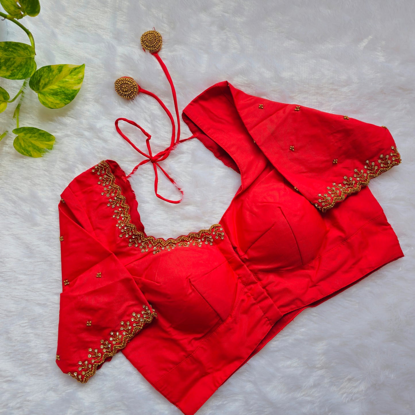 Red Handwork Blouse