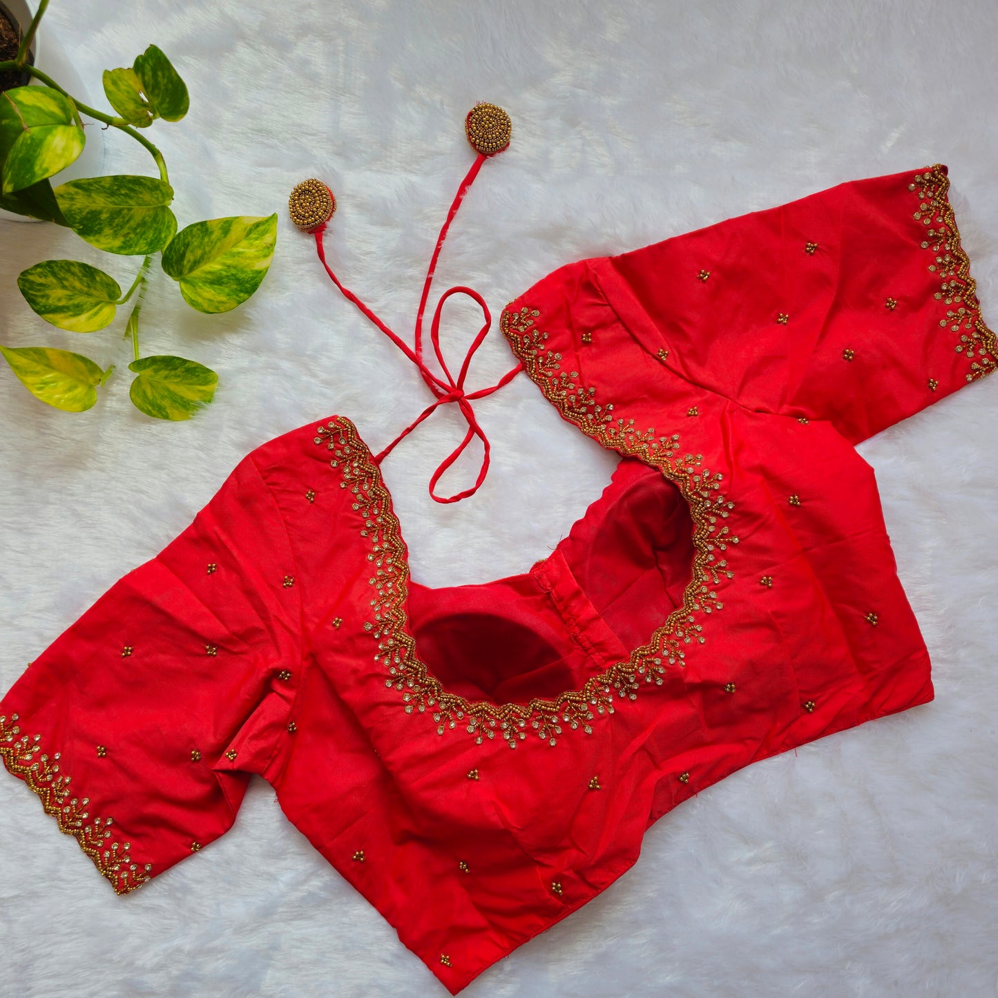 Red Handwork Blouse