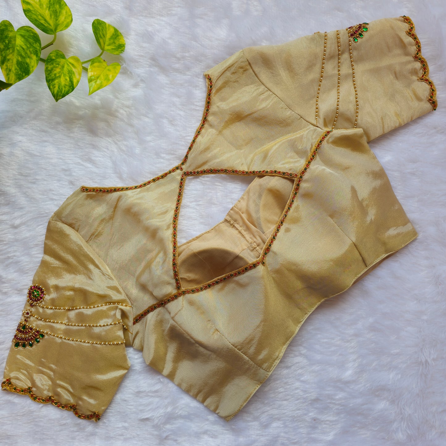 Cream Hand Work Jewellery Blouse