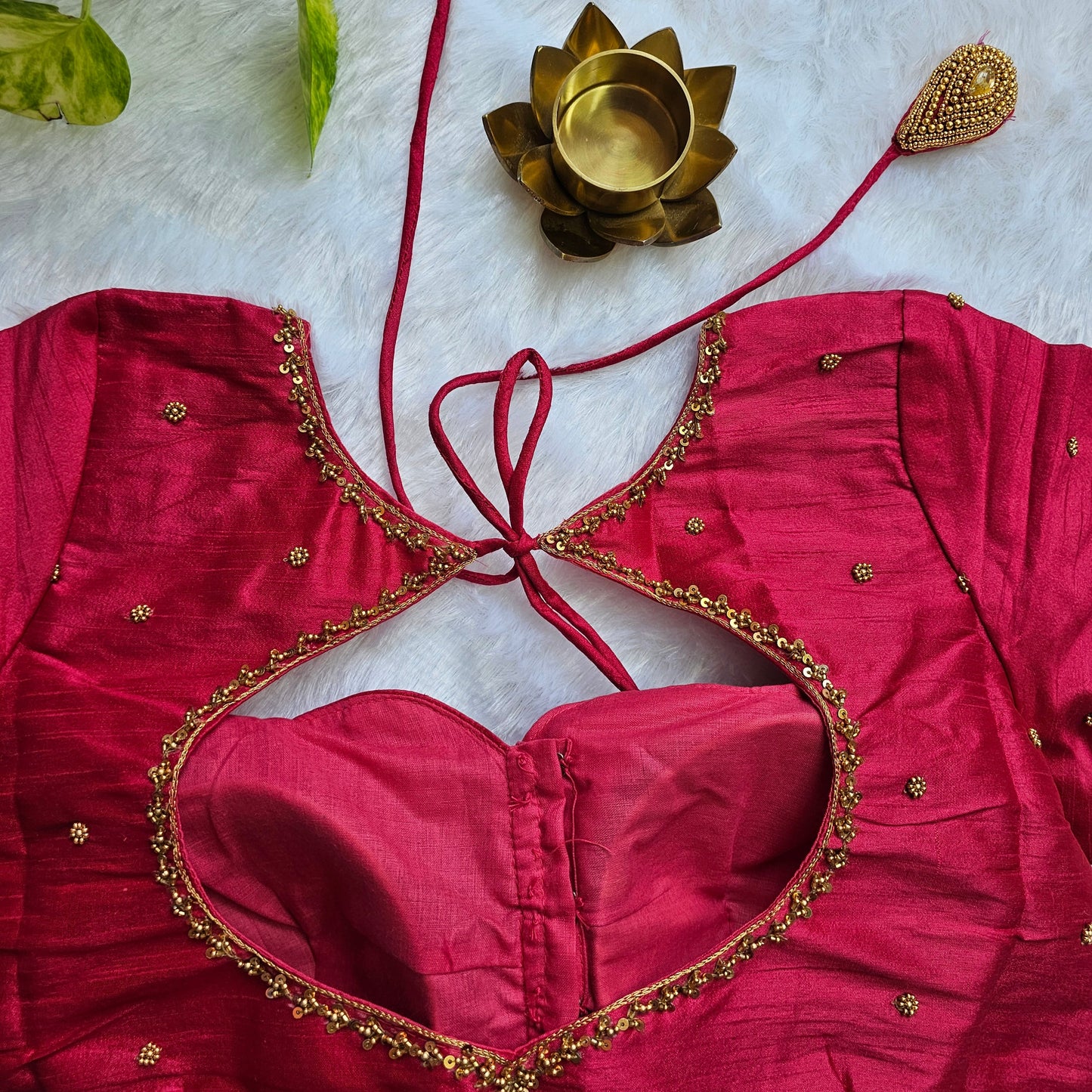 Maroon Raw Silk Handwork Blouse