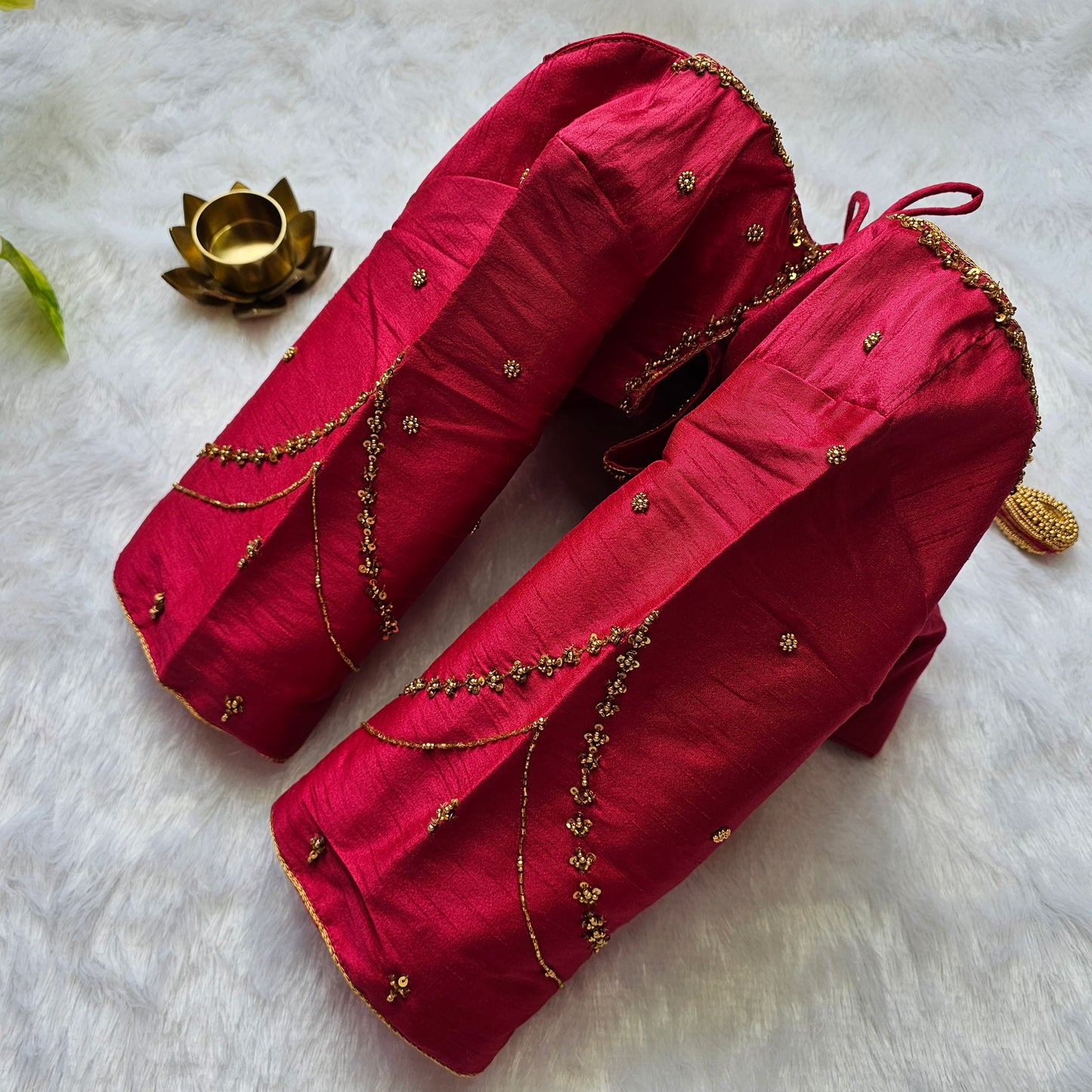 Maroon Raw Silk Handwork Blouse