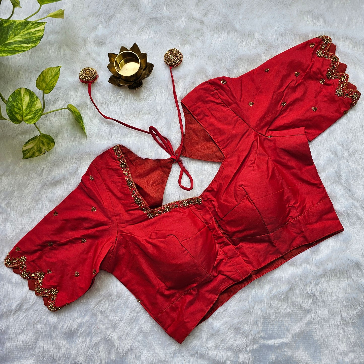 Red Butter Silk Handwork Blouse