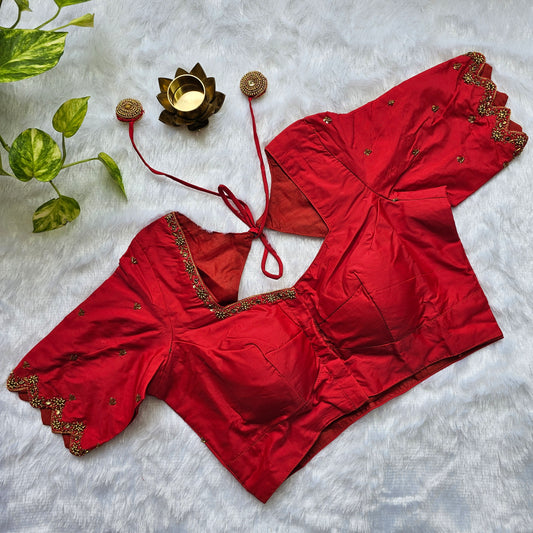 Red Butter Silk Handwork Blouse