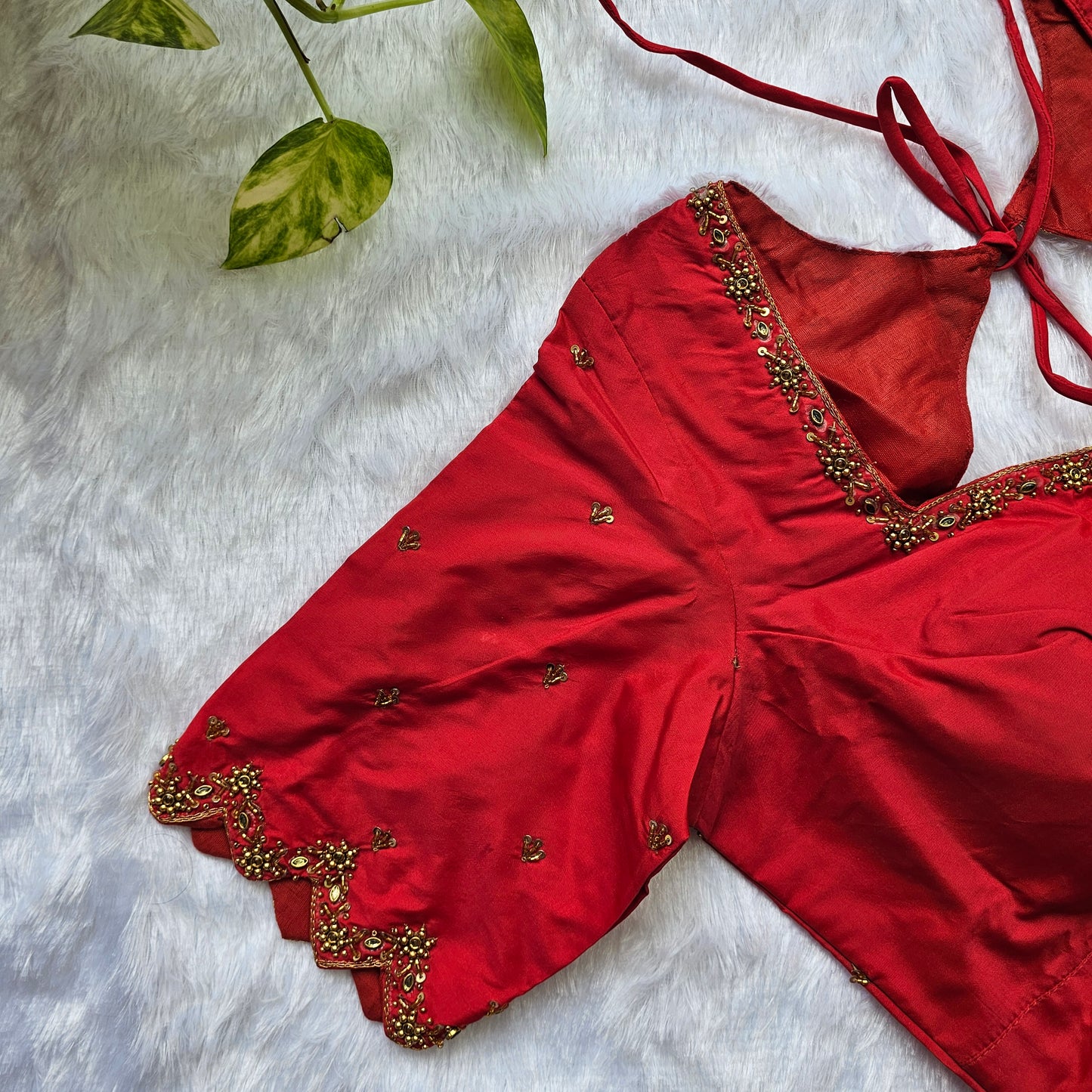 Red Butter Silk Handwork Blouse