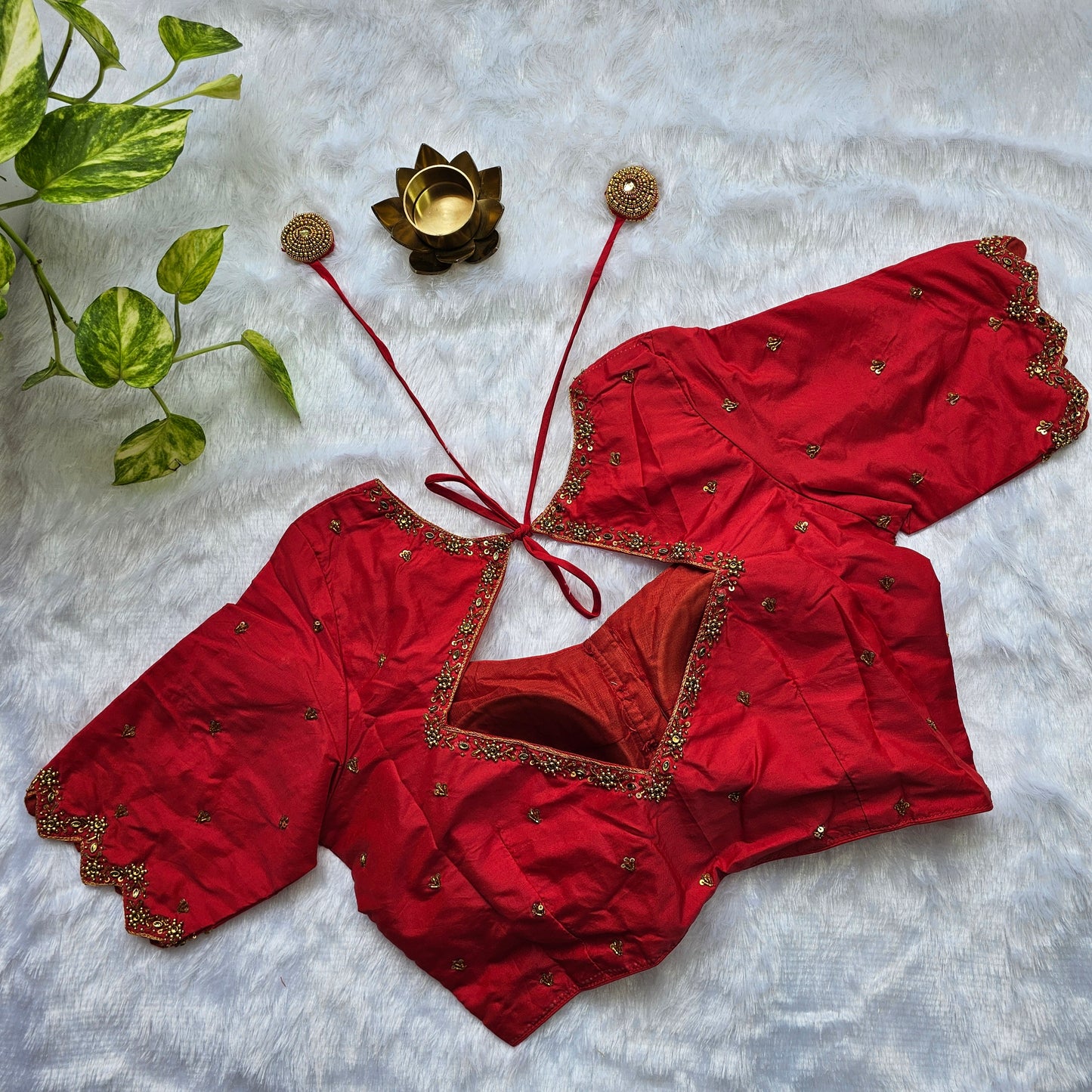 Red Butter Silk Handwork Blouse