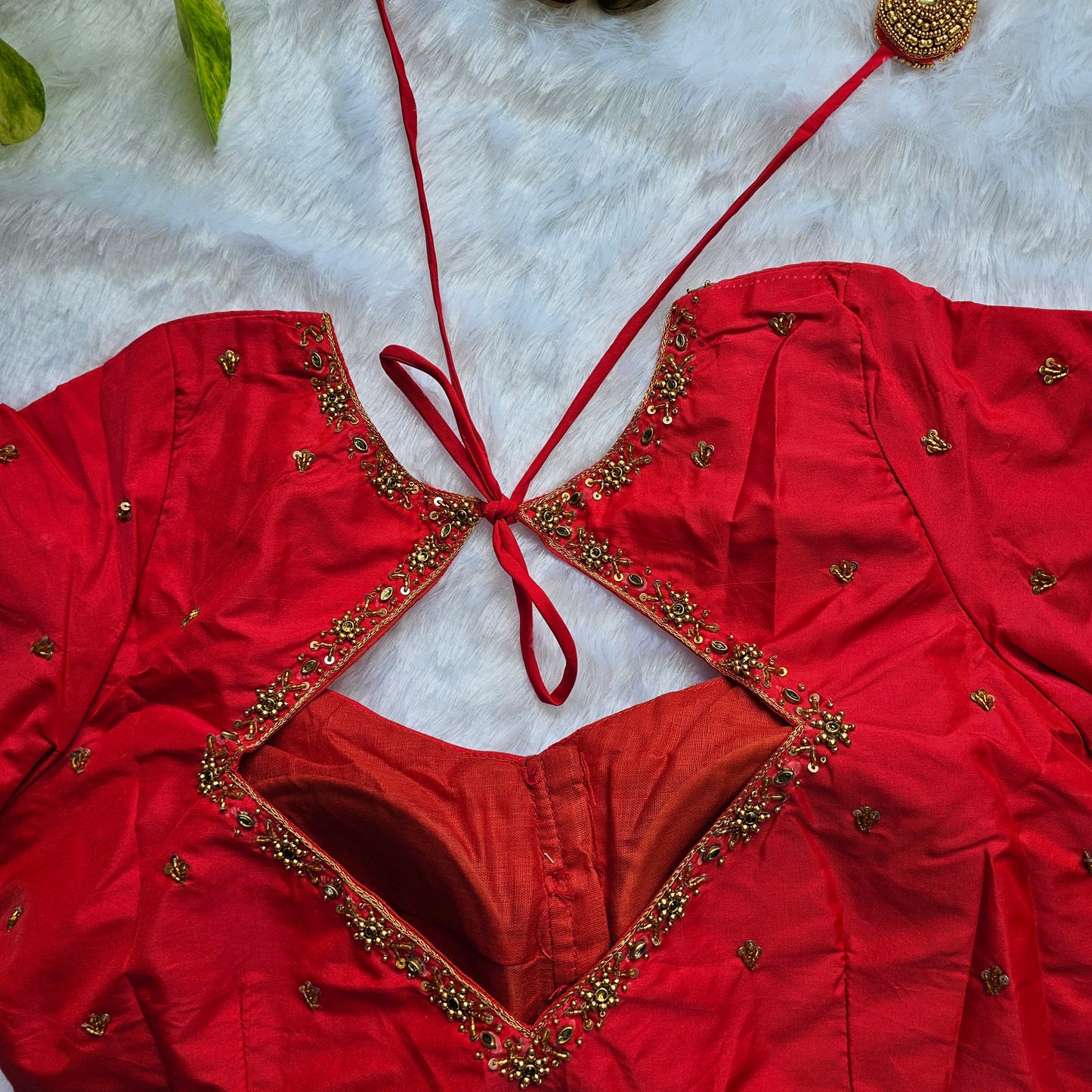 Red Butter Silk Handwork Blouse