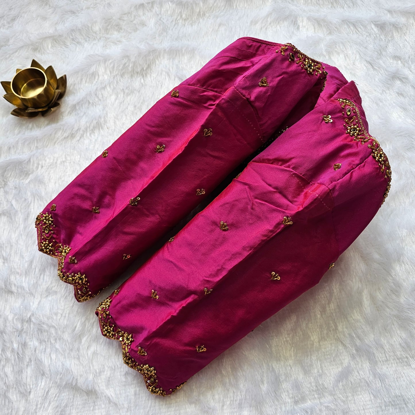 Dark Pink Butter Silk Handwork Blouse