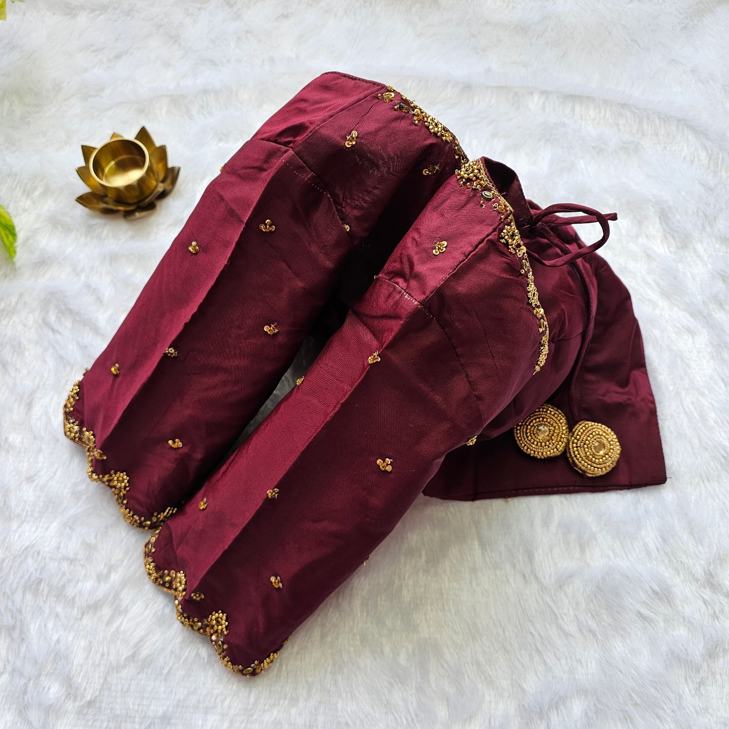Maroon Butter Silk Handwork Blouse