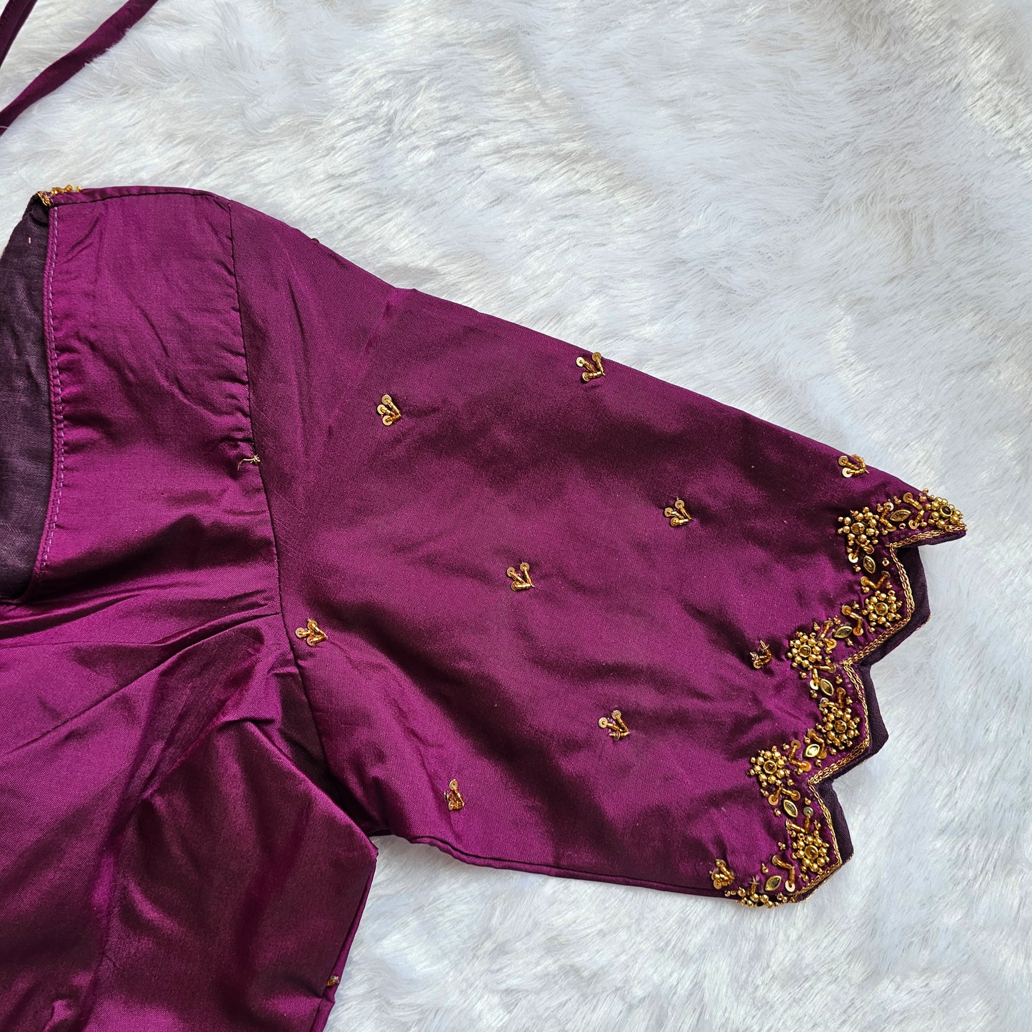 Magenta Pink Butter Silk Handwork Blouse