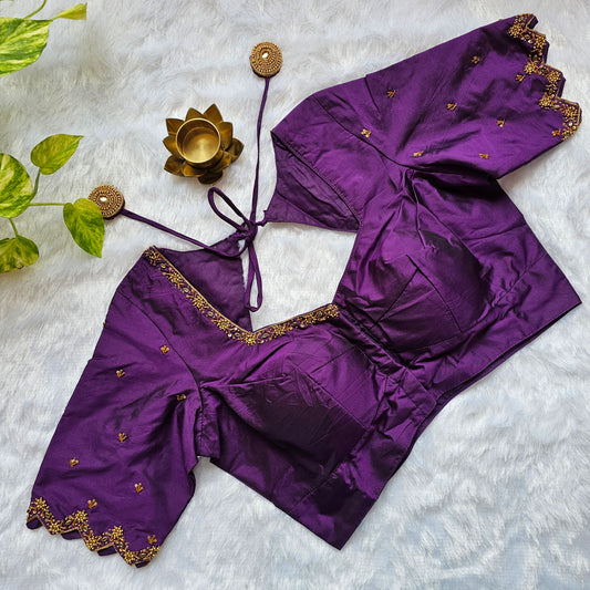 Purple Butter Silk Handwork Blouse