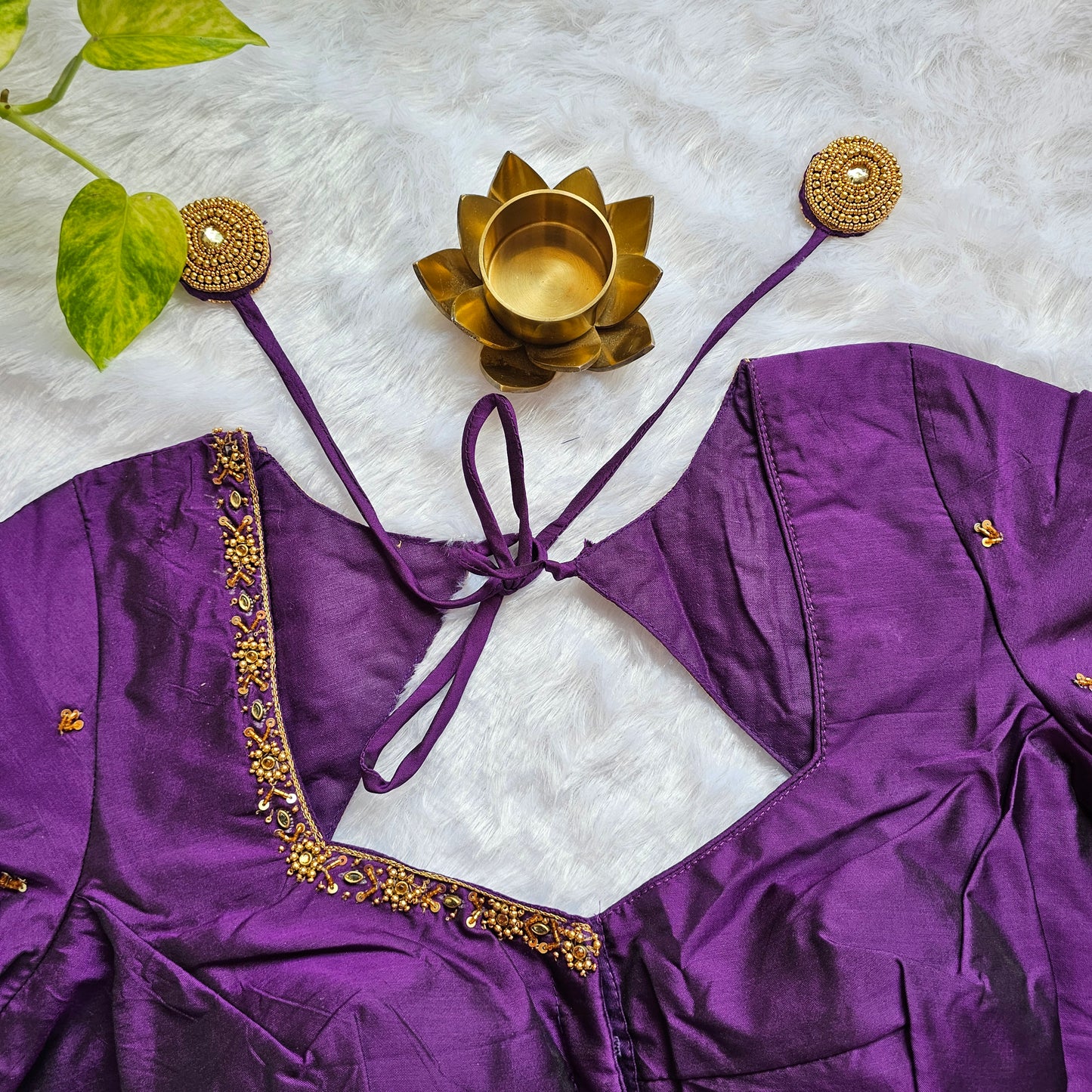Purple Butter Silk Handwork Blouse