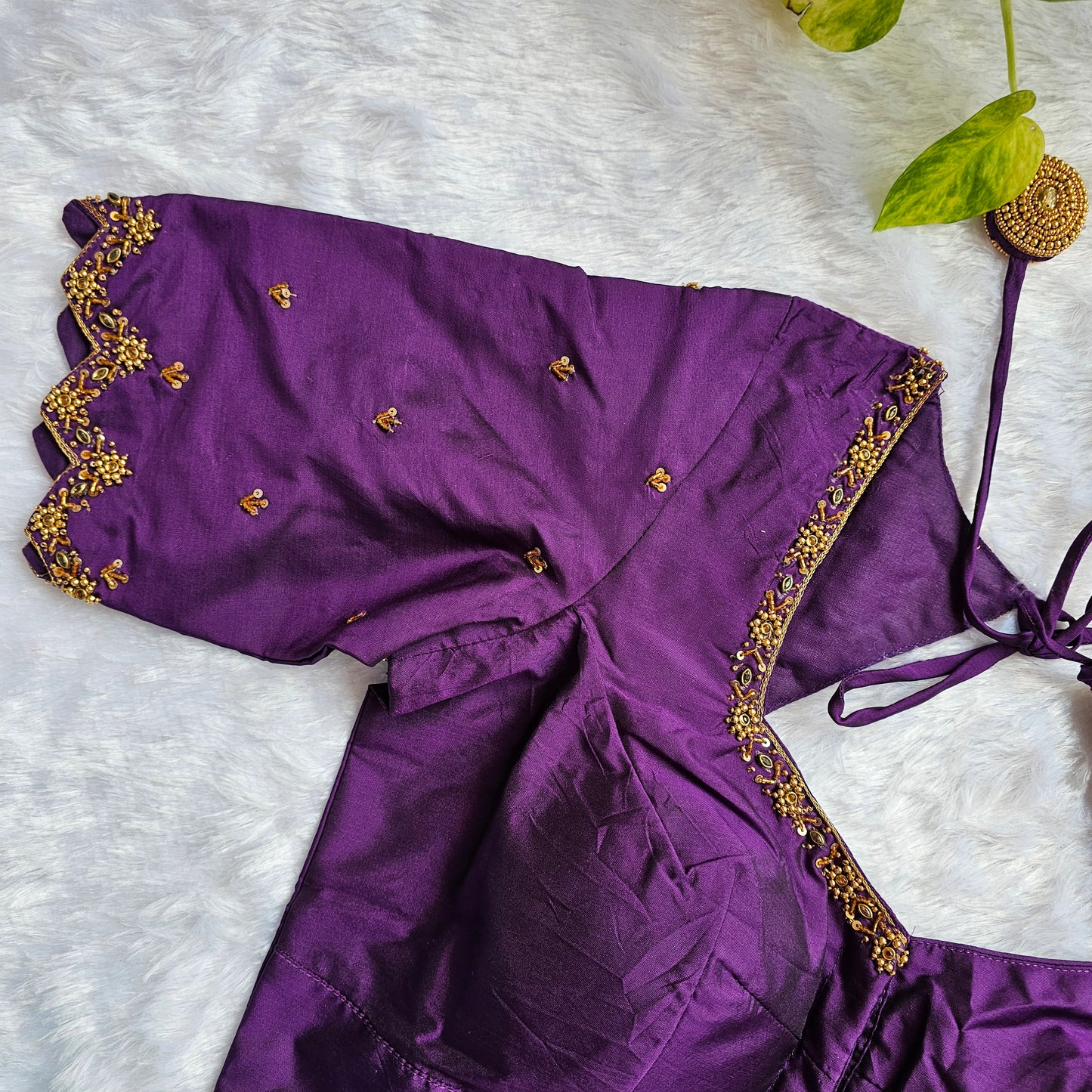 Purple Butter Silk Handwork Blouse