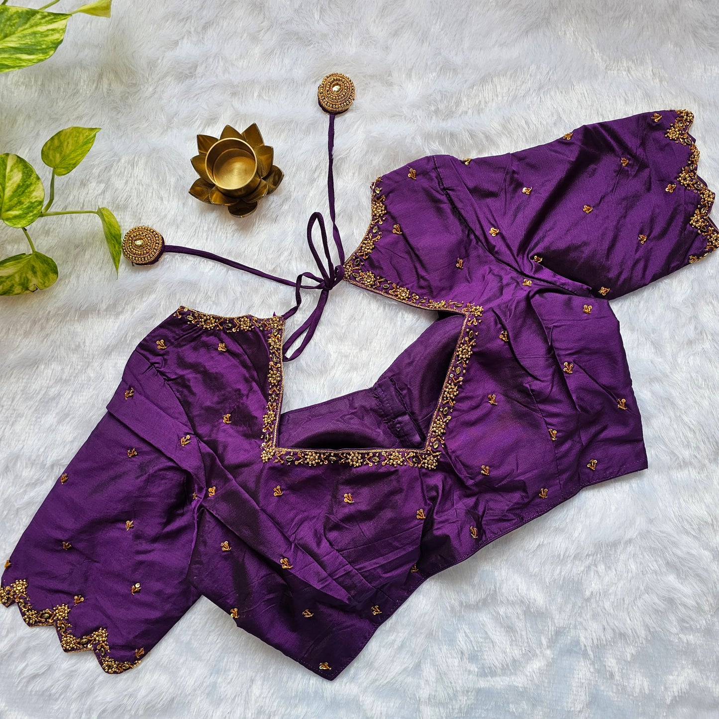 Purple Butter Silk Handwork Blouse