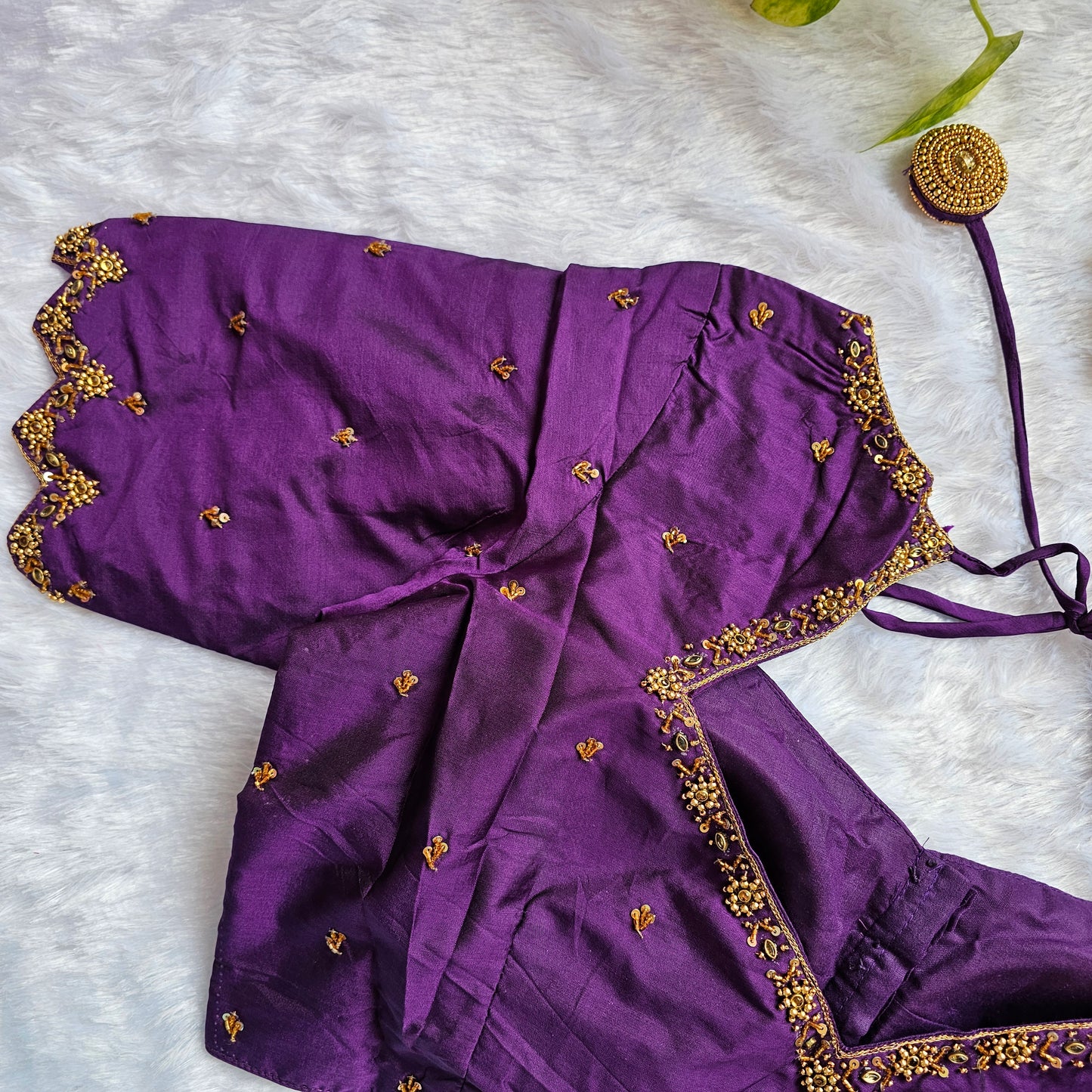 Purple Butter Silk Handwork Blouse