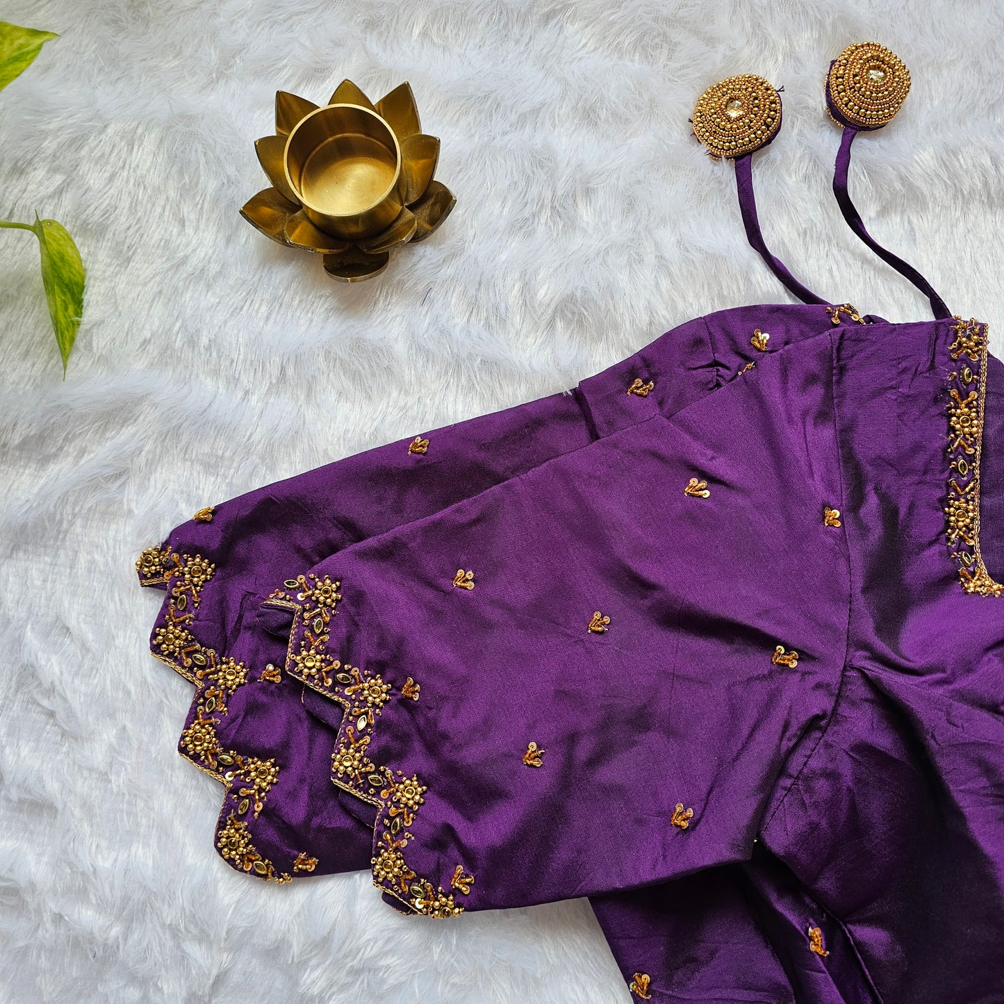 Purple Butter Silk Handwork Blouse