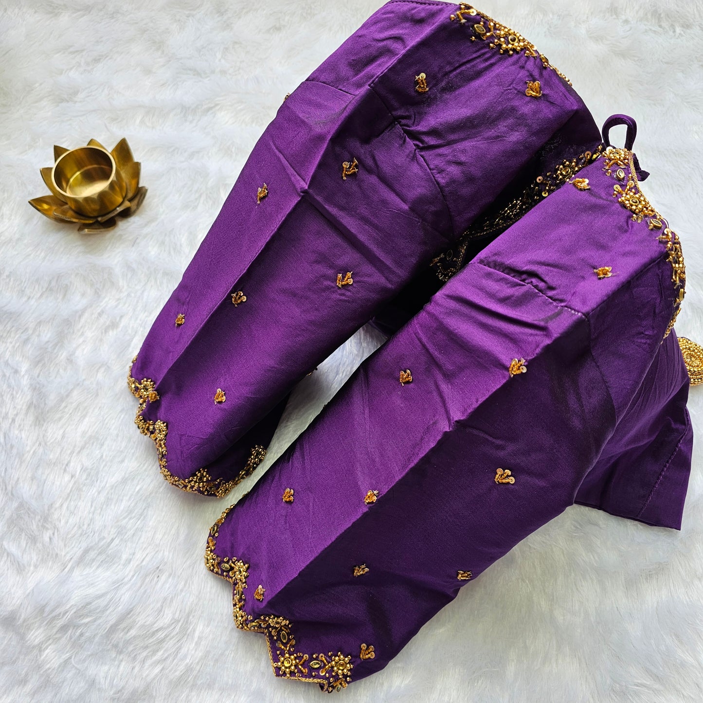 Purple Butter Silk Handwork Blouse