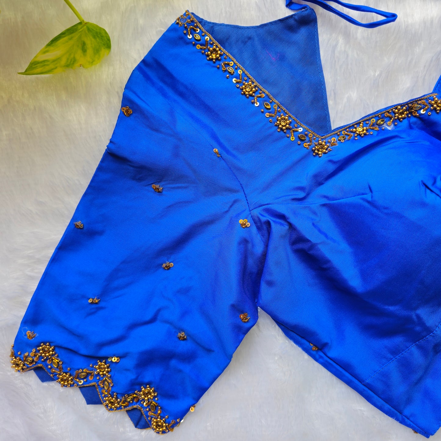 Blue Butter Silk Handwork Blouse