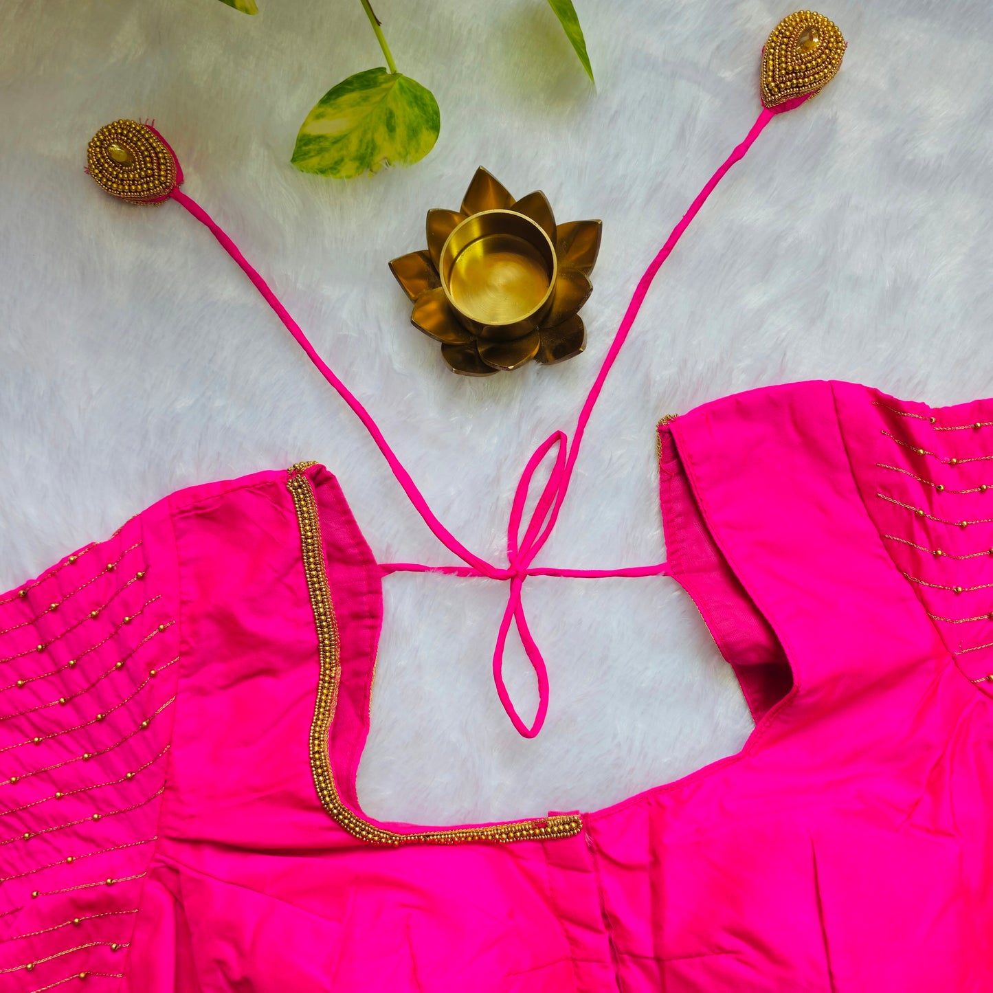 Rani Pink Butter Silk Handwork Blouse