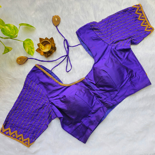 Royal Purple Butter Silk Handwork Blouse