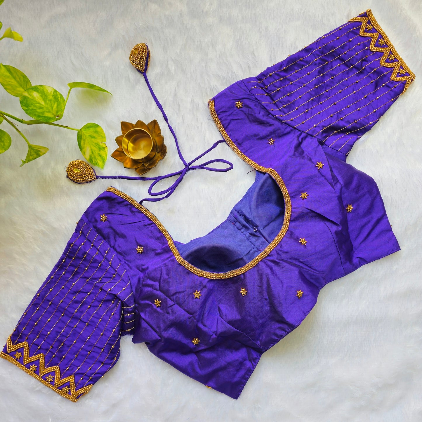 Royal Purple Butter Silk Handwork Blouse
