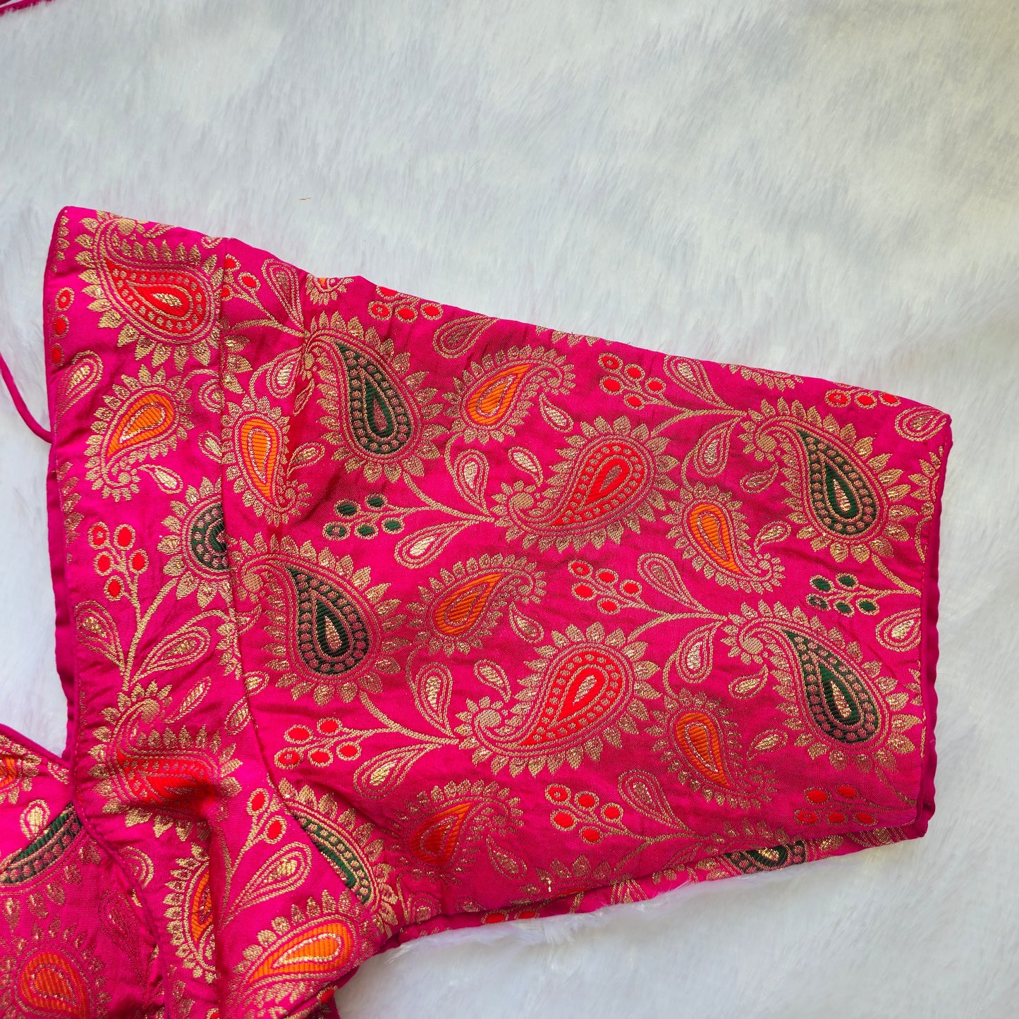 Pink Jacquard Masaba Cut Blouse