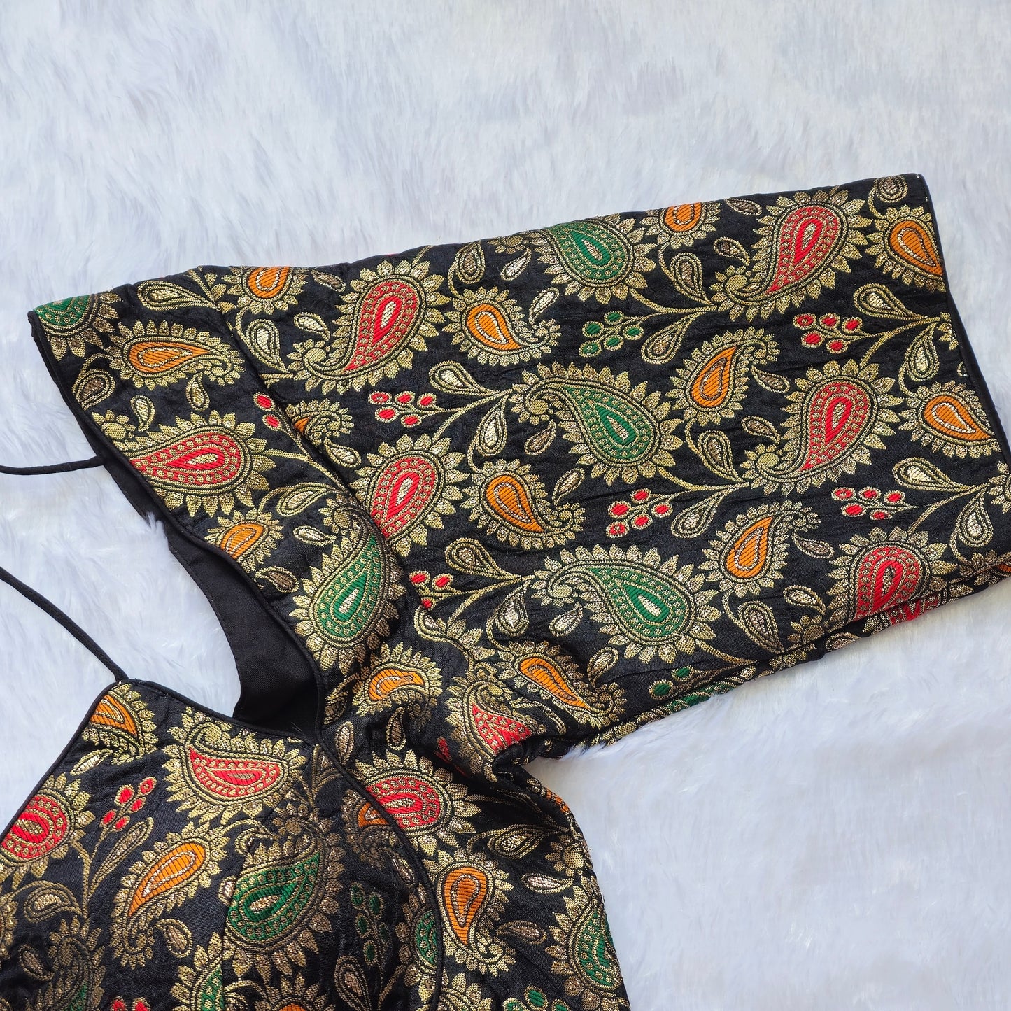 Black Jacquard Masaba Cut Blouse