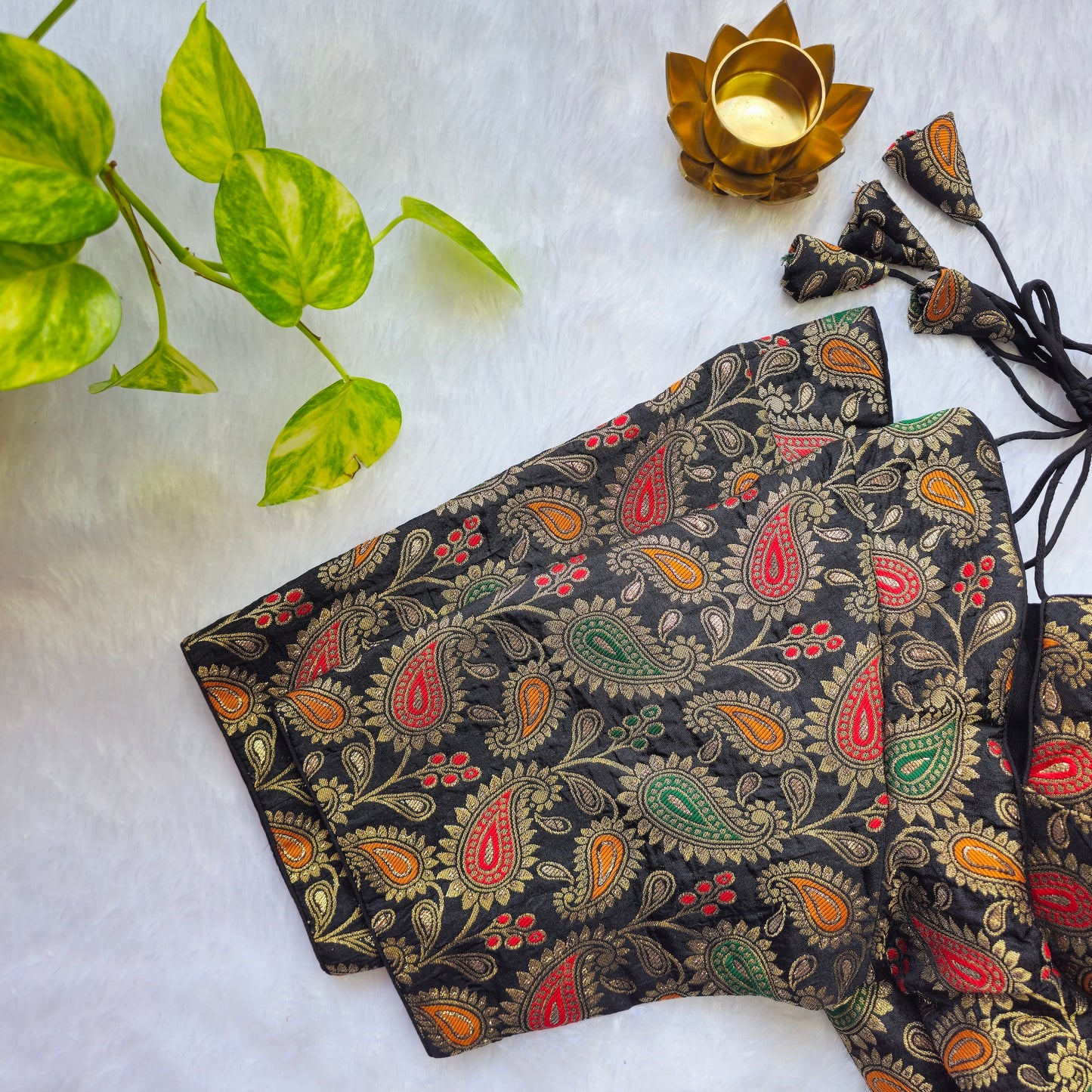 Black Jacquard Masaba Cut Blouse