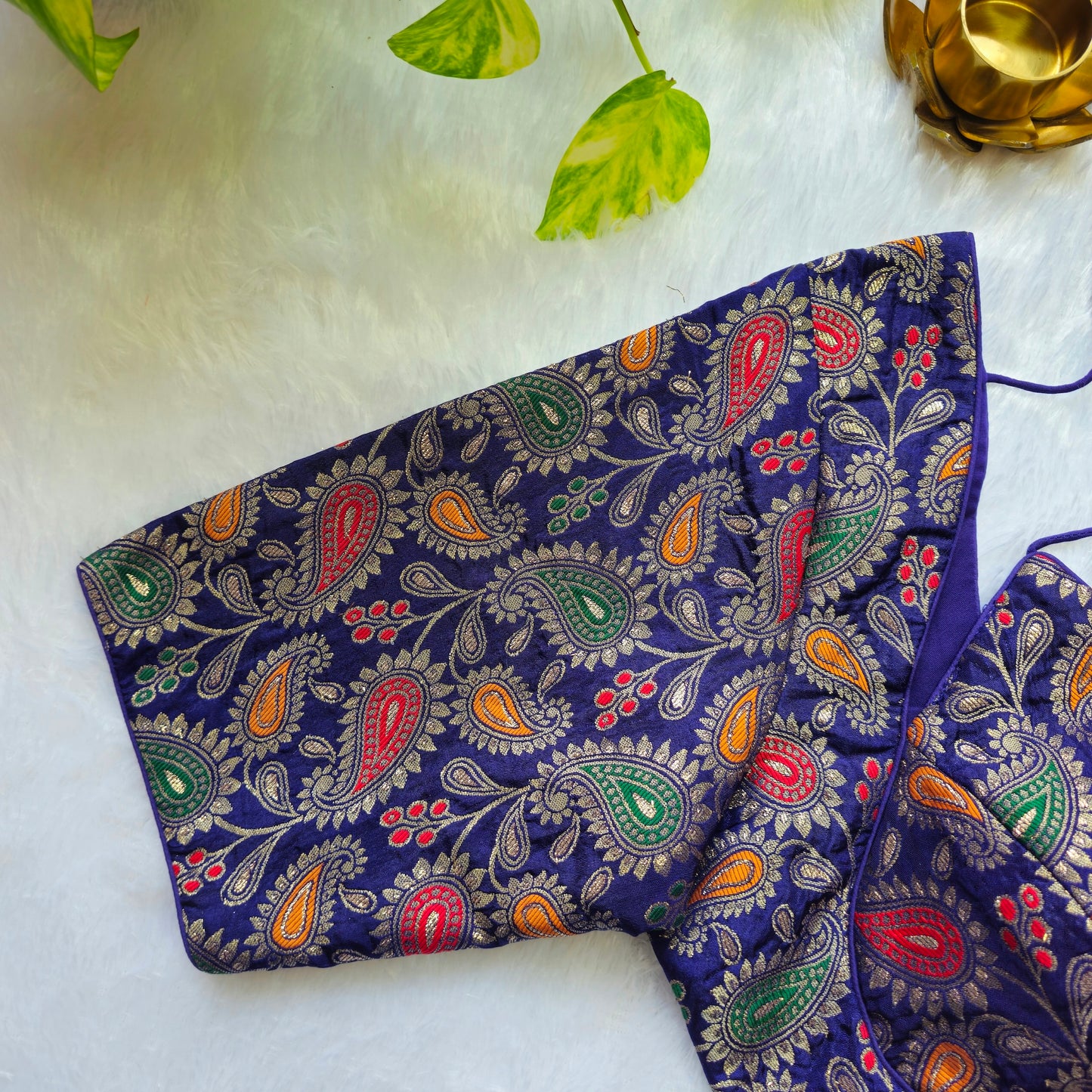 Purple Jacquard Masaba Cut Blouse